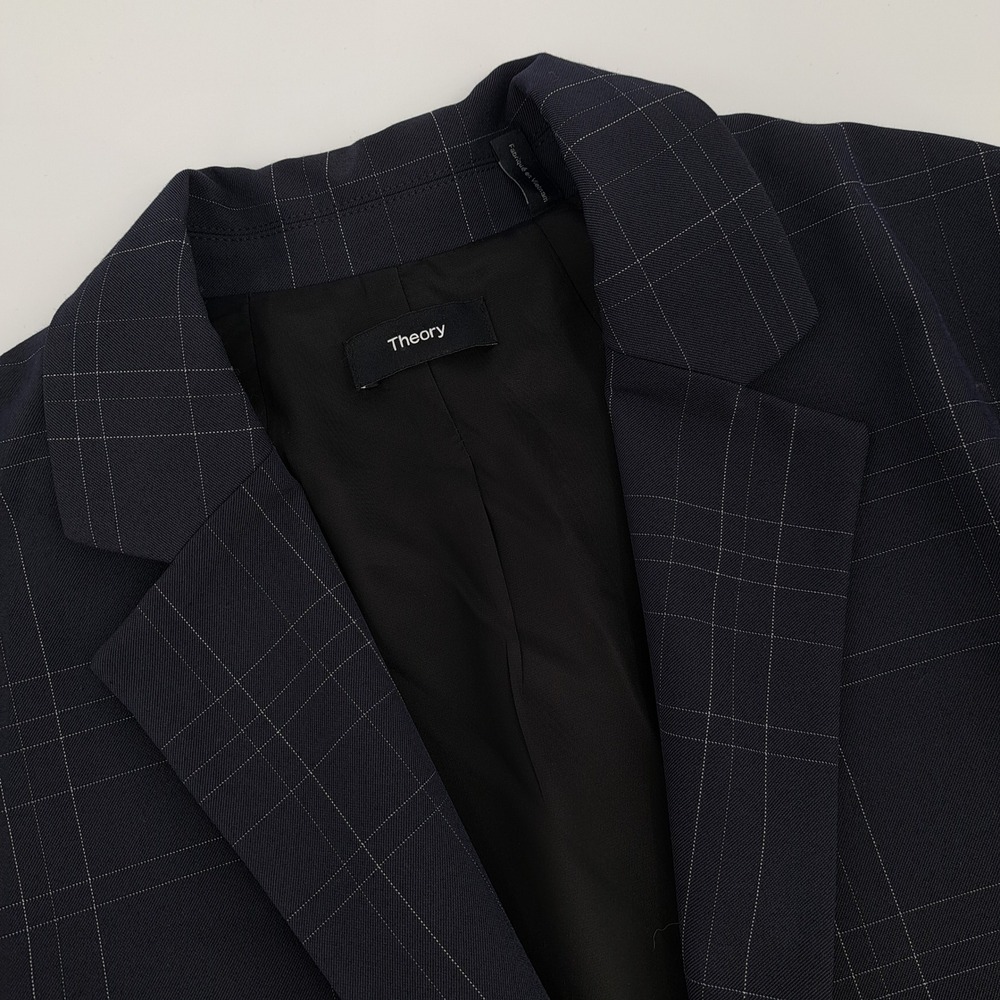 Theory Navy Windowpane Blazer